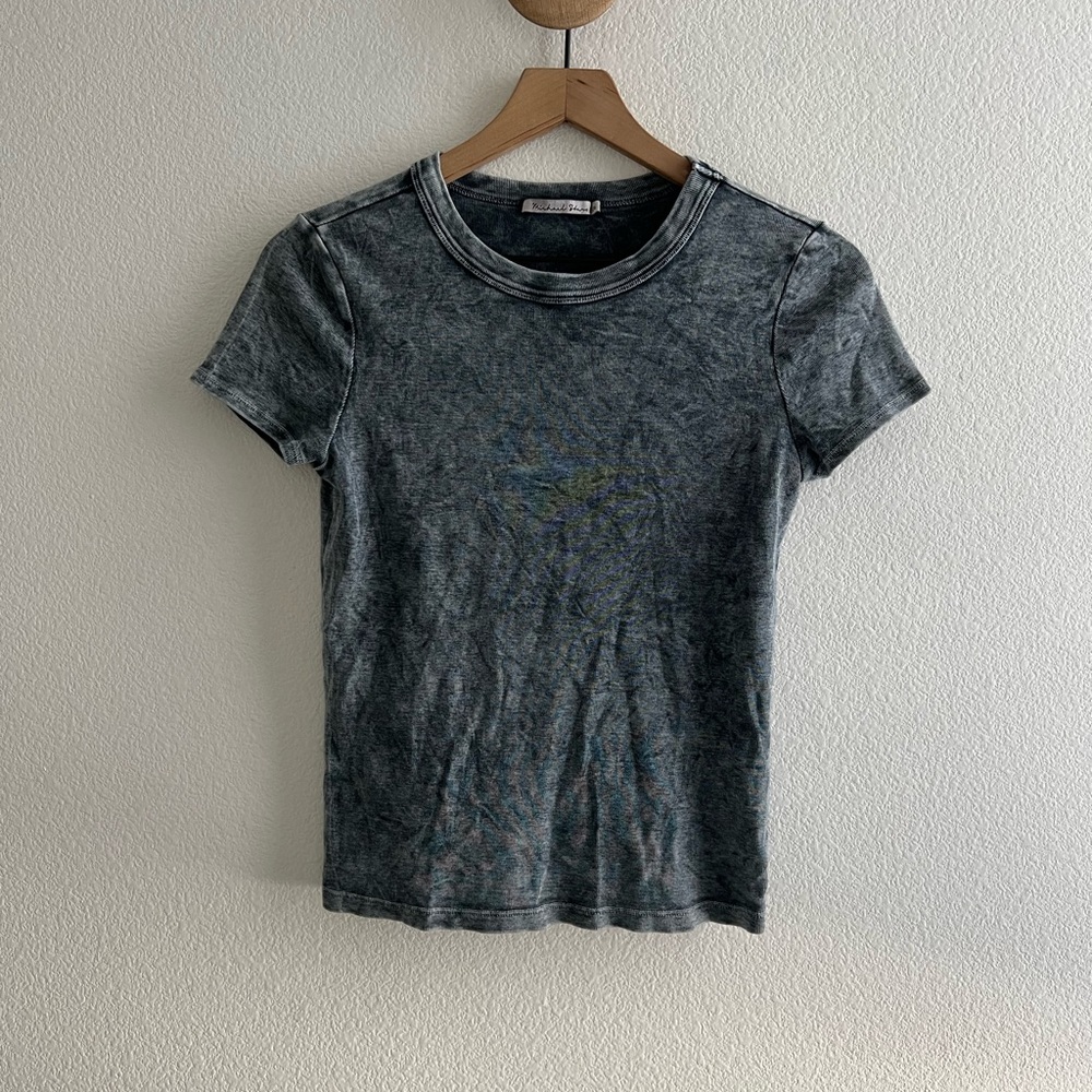Michael Stars Gray Stoned Washed Tee One Size
